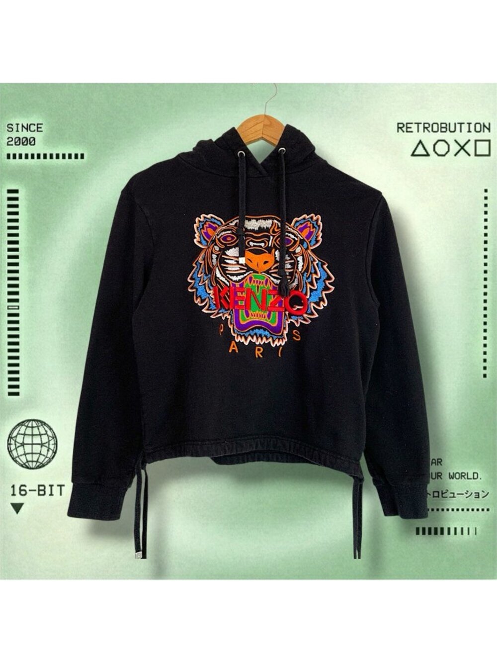 Kendo Tiger Logo Hoodie Sweater Black Size S